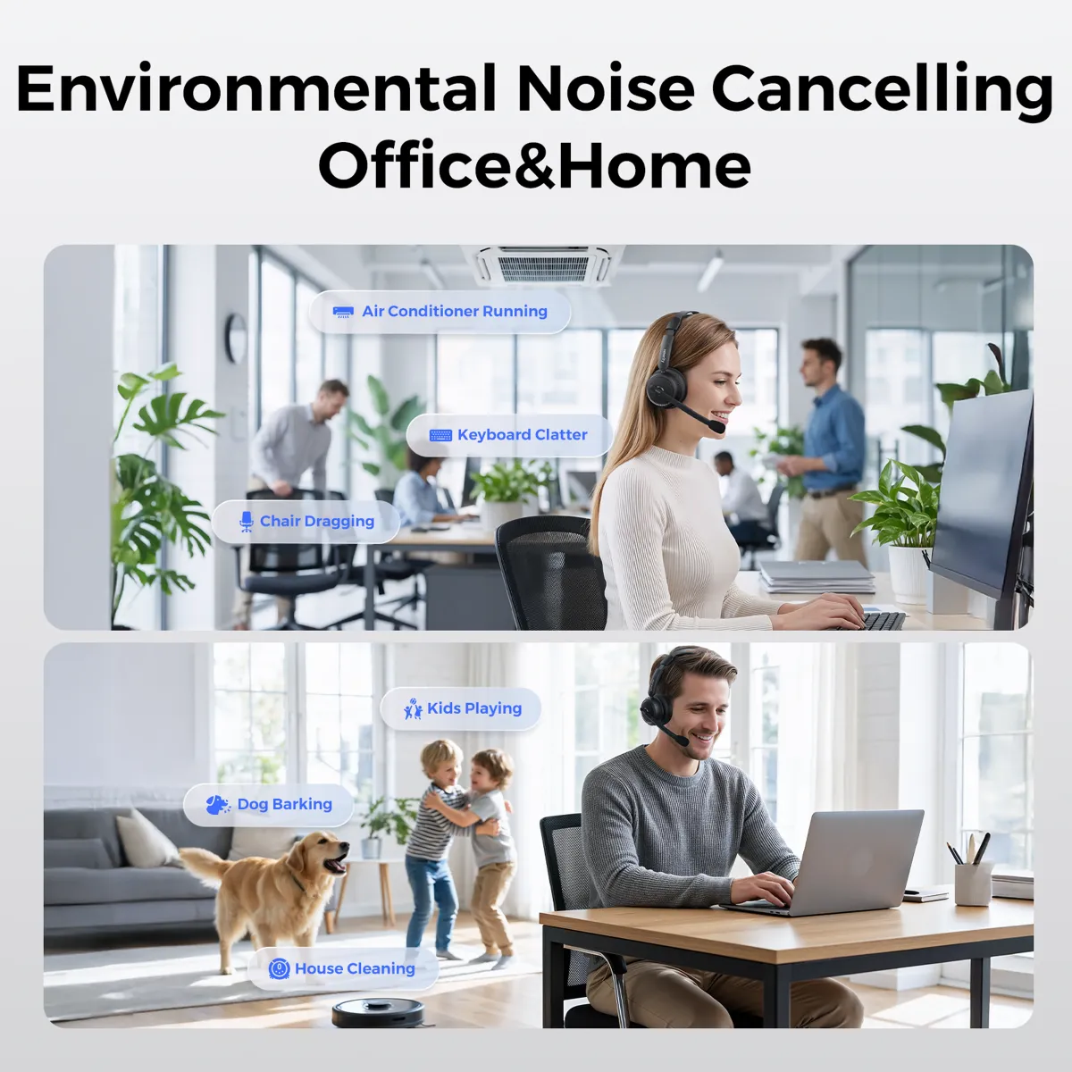 single ear headphone with mic enviromental noise cancelling