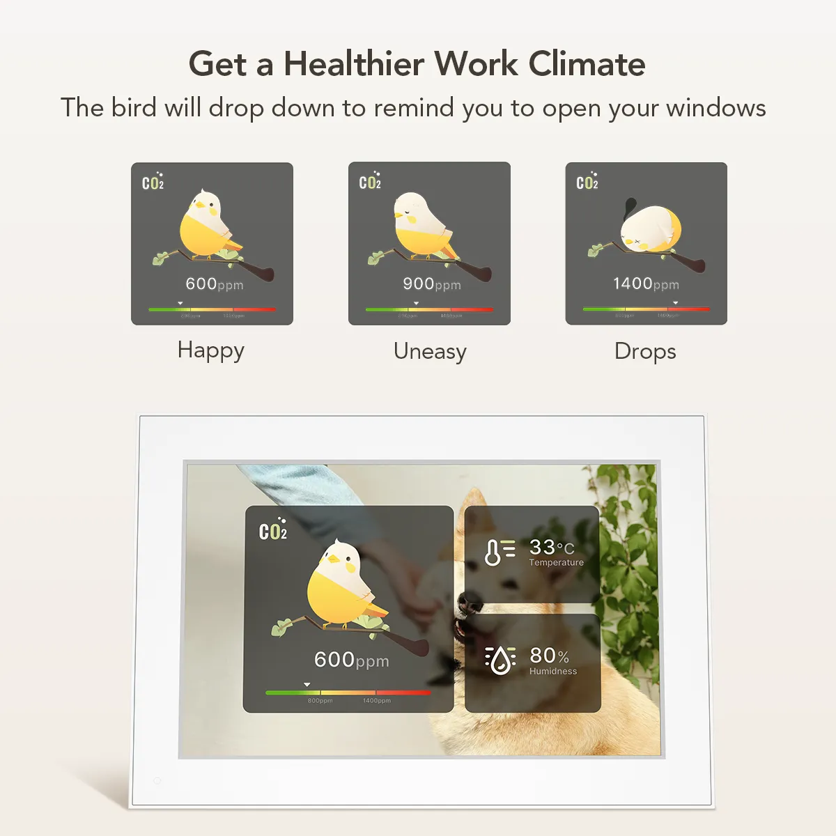 smart digital photo frame with air quality monitoring