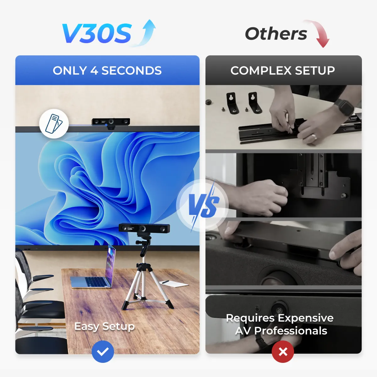 v30s webcam setup comparison