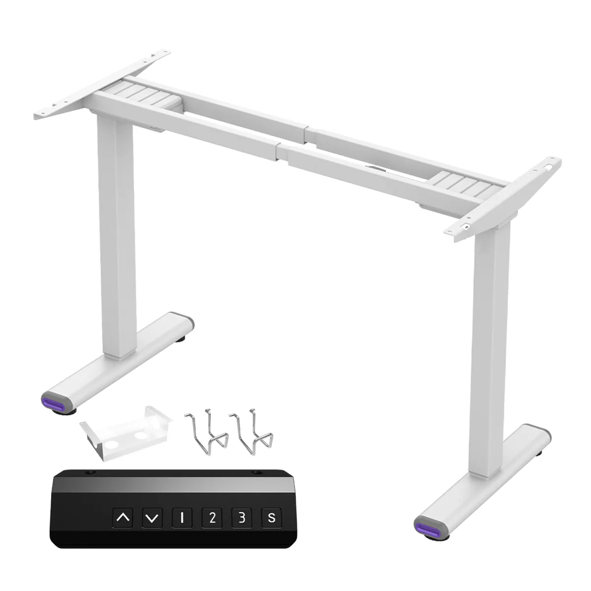 Frames of a white standing computer workstation
