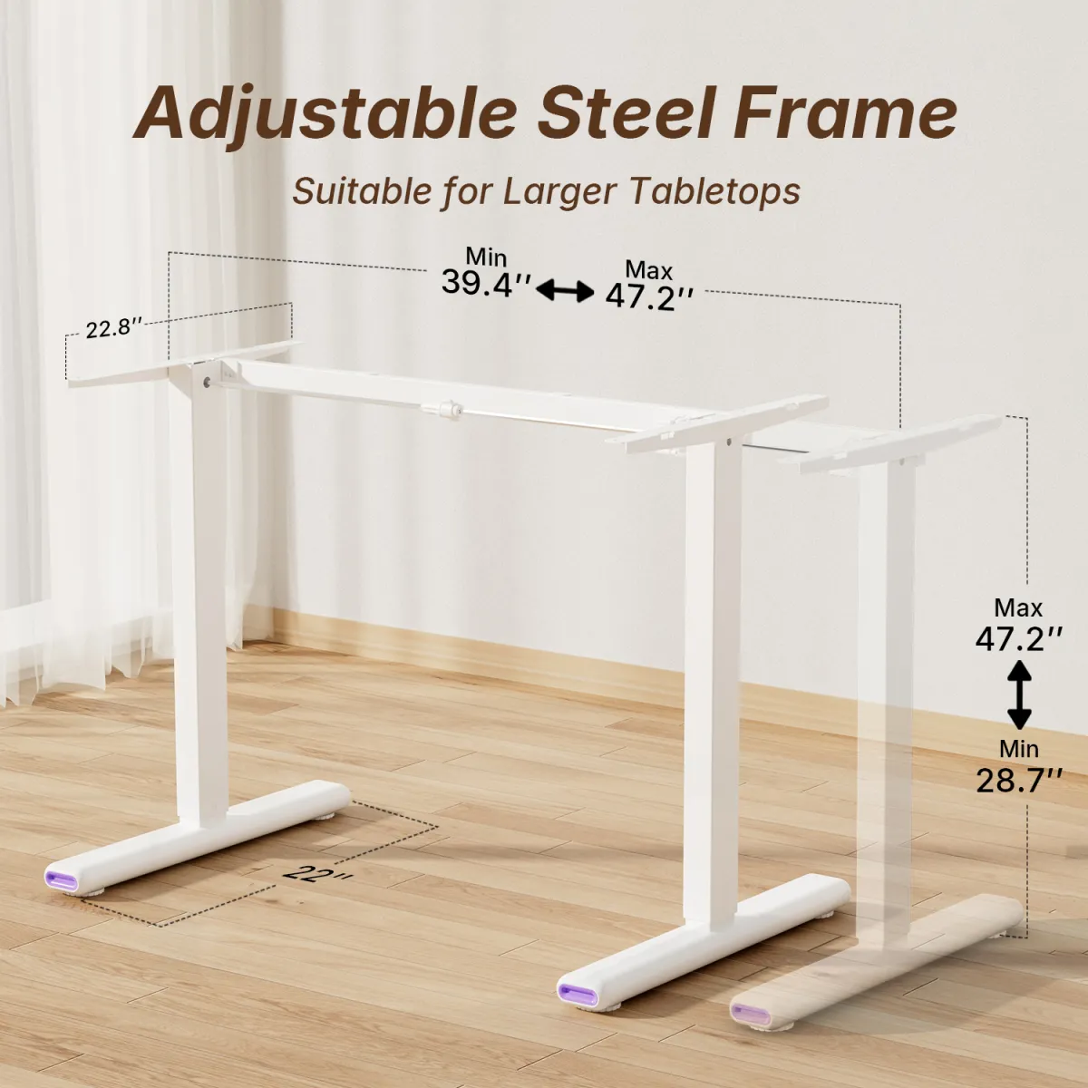 Adjustable street frame of the dual motor adjustable desk