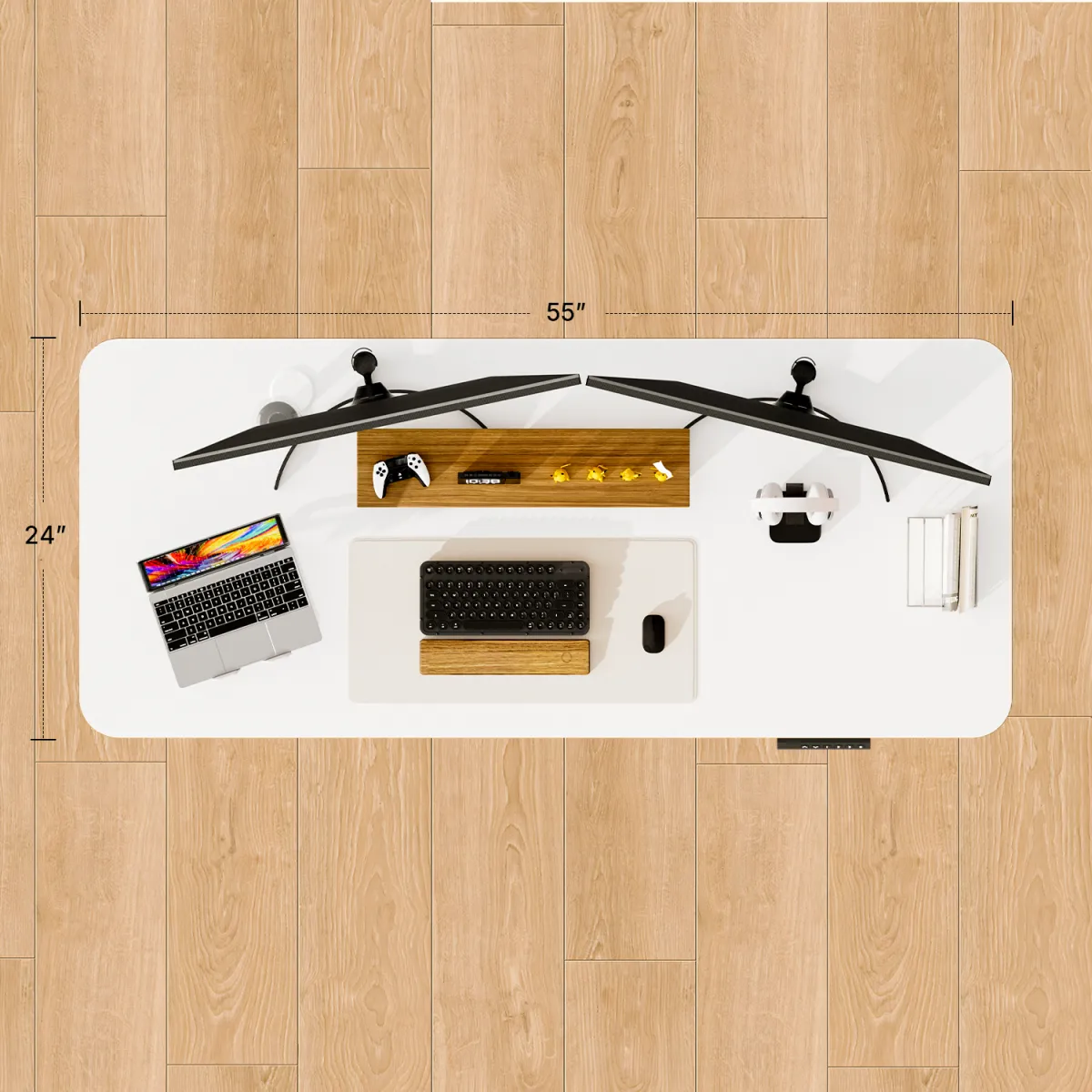 Two computers on the standing computer workstation