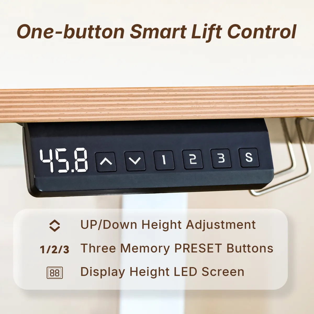 One-button smart lift control of the standing computer stands