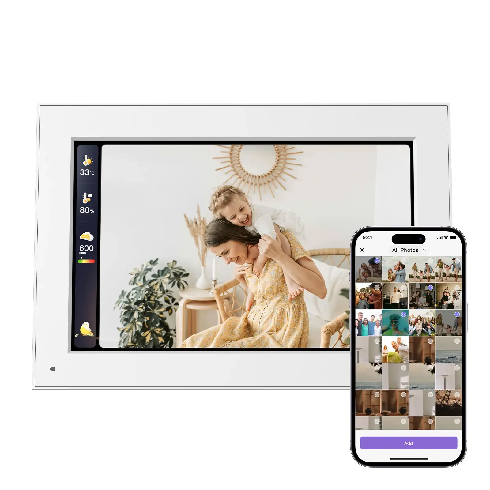 white electronic picture frame