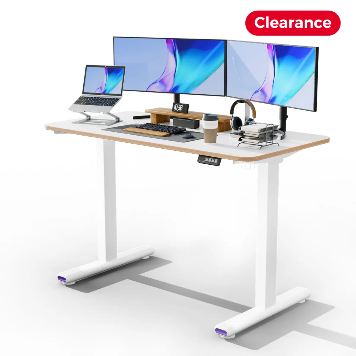 A white premium height adjustable electric desk