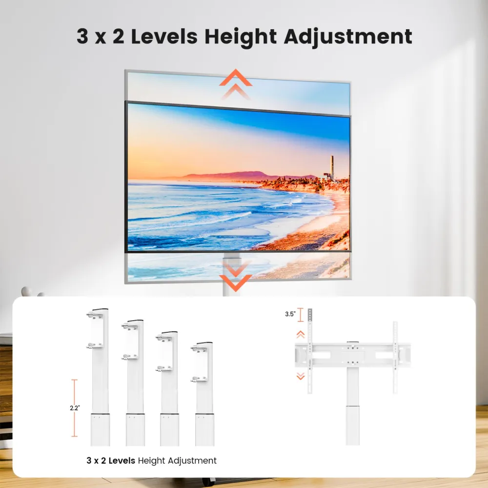 White mobile television cart